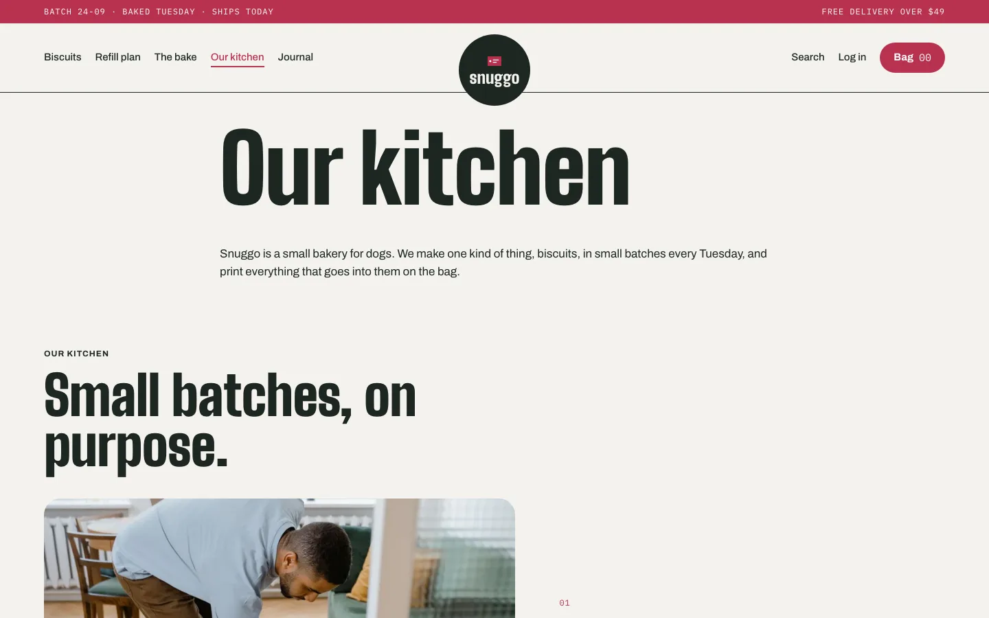 Our kitchen page with a large title and the start of numbered story rows.